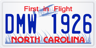 NC license plate DMW1926