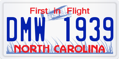 NC license plate DMW1939