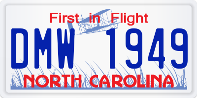 NC license plate DMW1949