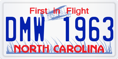NC license plate DMW1963