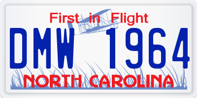 NC license plate DMW1964