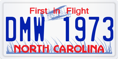 NC license plate DMW1973