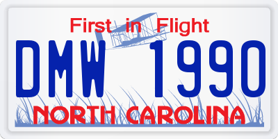 NC license plate DMW1990