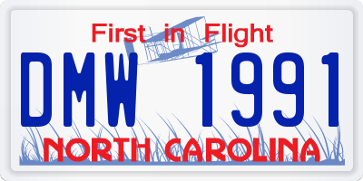 NC license plate DMW1991