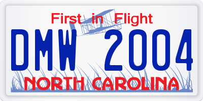 NC license plate DMW2004