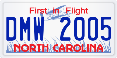 NC license plate DMW2005