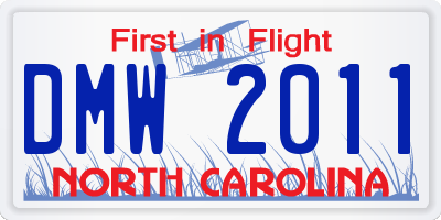 NC license plate DMW2011