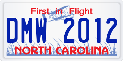 NC license plate DMW2012