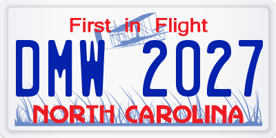 NC license plate DMW2027