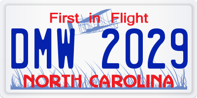 NC license plate DMW2029