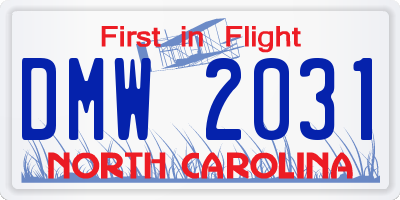 NC license plate DMW2031