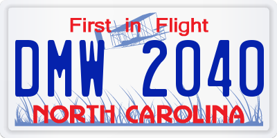 NC license plate DMW2040