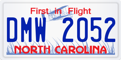 NC license plate DMW2052