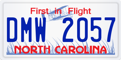 NC license plate DMW2057