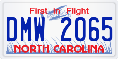 NC license plate DMW2065