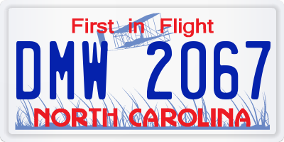 NC license plate DMW2067