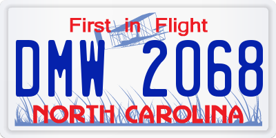 NC license plate DMW2068