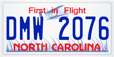 NC license plate DMW2076