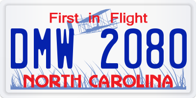 NC license plate DMW2080