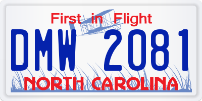 NC license plate DMW2081