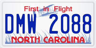 NC license plate DMW2088
