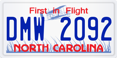 NC license plate DMW2092