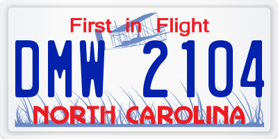NC license plate DMW2104