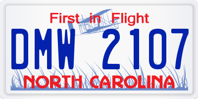 NC license plate DMW2107