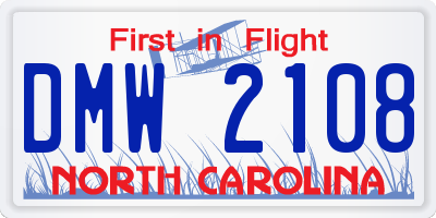 NC license plate DMW2108