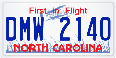 NC license plate DMW2140