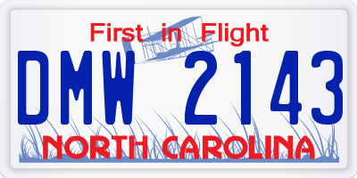 NC license plate DMW2143