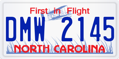 NC license plate DMW2145