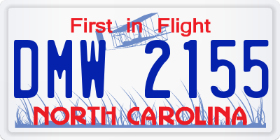 NC license plate DMW2155