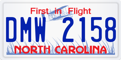 NC license plate DMW2158