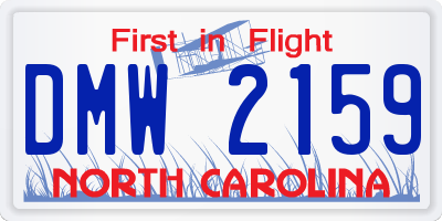 NC license plate DMW2159