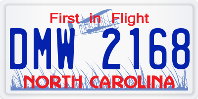 NC license plate DMW2168