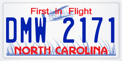 NC license plate DMW2171