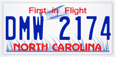 NC license plate DMW2174