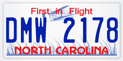 NC license plate DMW2178