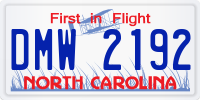 NC license plate DMW2192