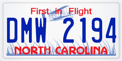 NC license plate DMW2194