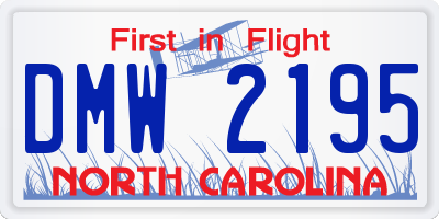 NC license plate DMW2195