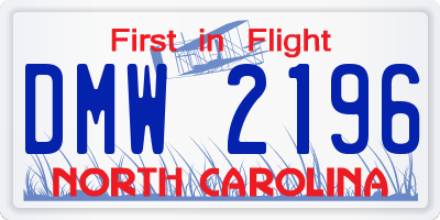 NC license plate DMW2196