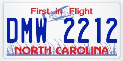 NC license plate DMW2212