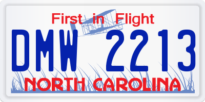NC license plate DMW2213