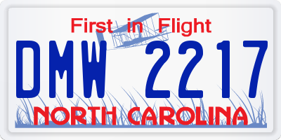 NC license plate DMW2217