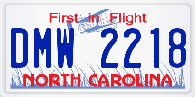 NC license plate DMW2218
