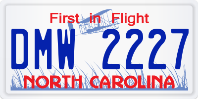 NC license plate DMW2227
