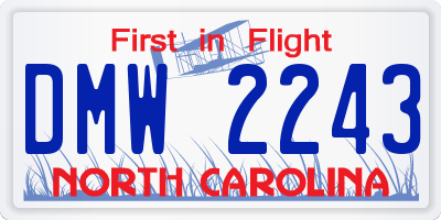 NC license plate DMW2243