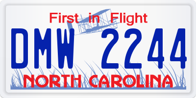 NC license plate DMW2244